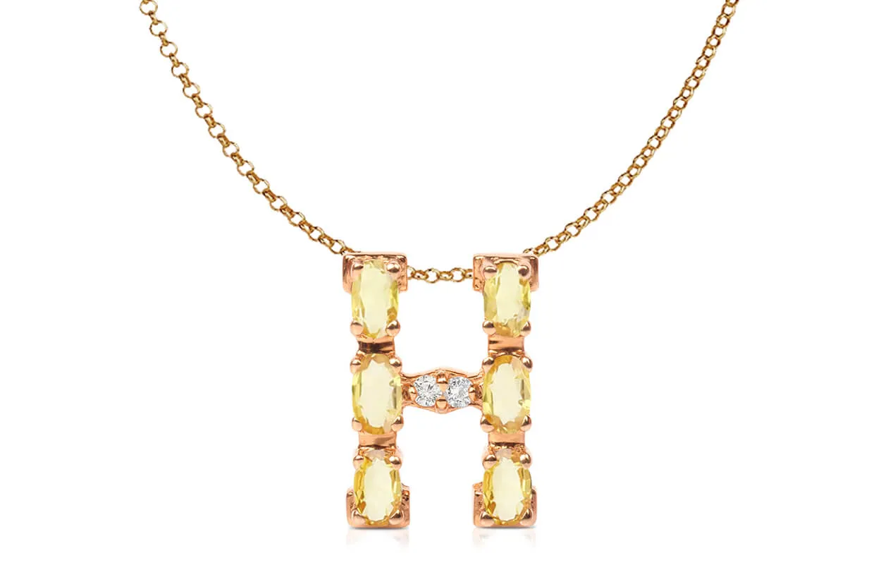 Pendant Letter H Initial 18kt Gold