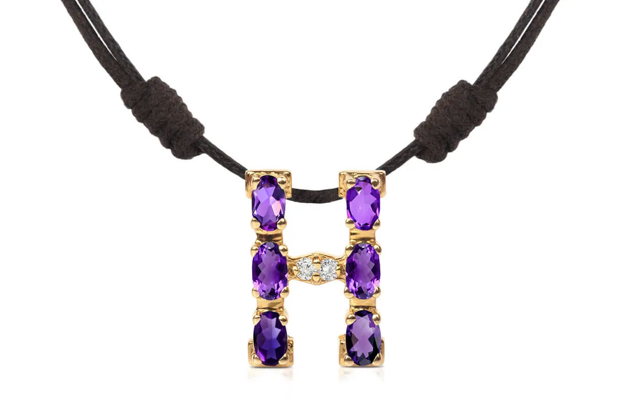 Pendant Letter H Initial 18kt Gold