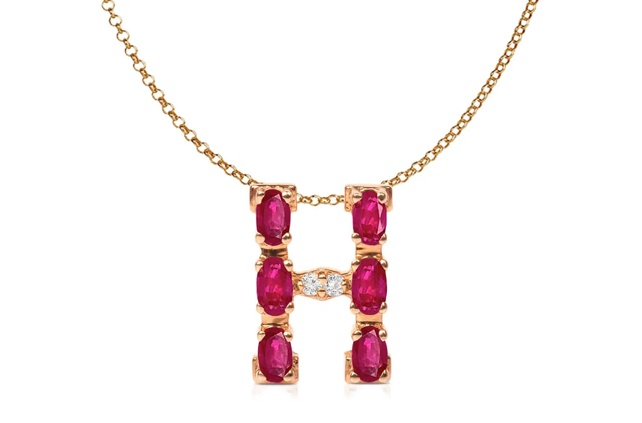 Pendant Letter H Initial 18kt Gold