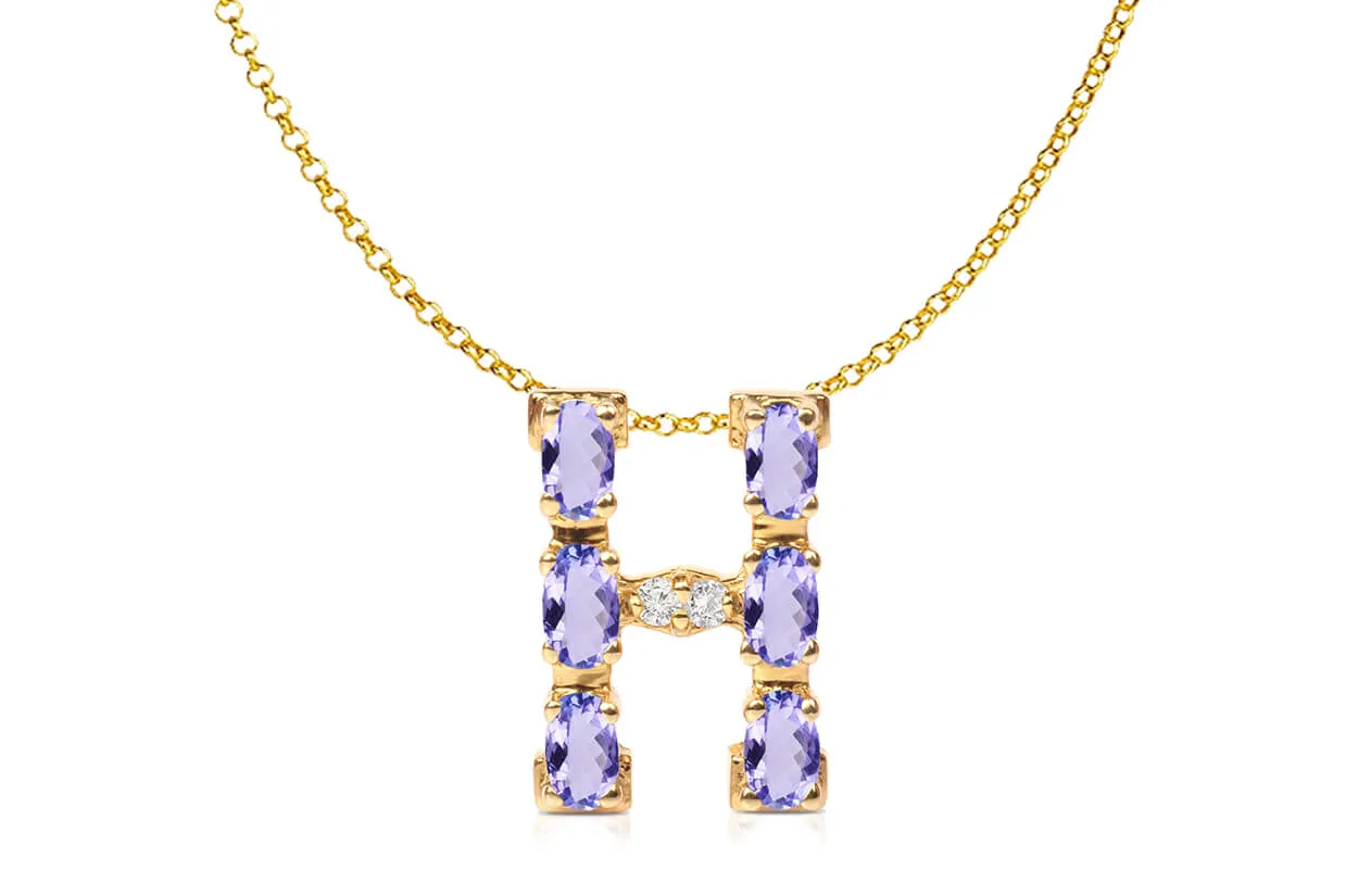 Pendant Letter H Initial 18kt Gold