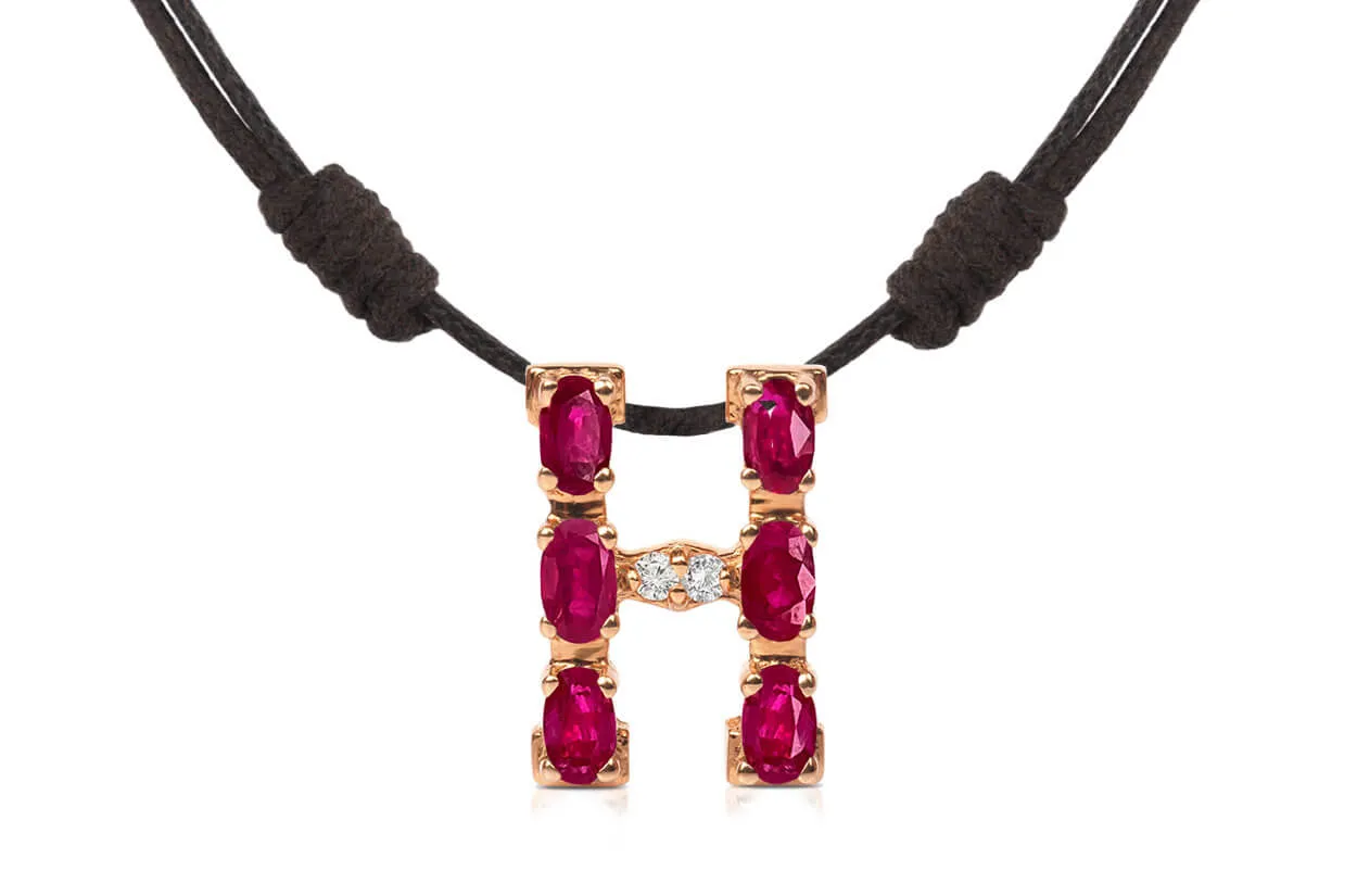 Pendant Letter H Initial 18kt Gold