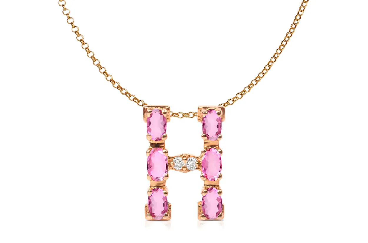 Pendant Letter H Initial 18kt Gold