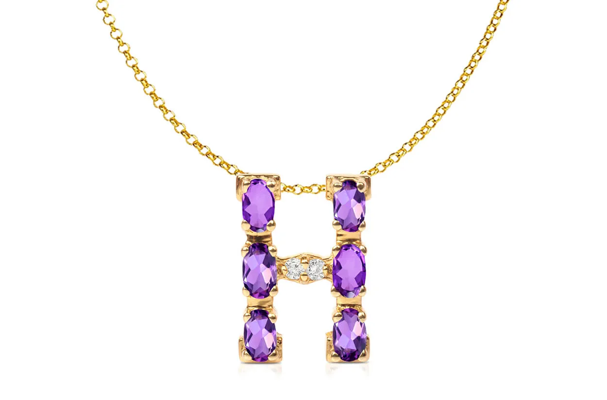 Pendant Letter H Initial 18kt Gold