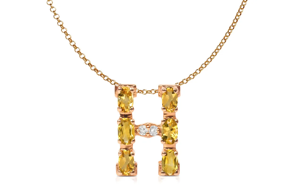 Pendant Letter H Initial 18kt Gold