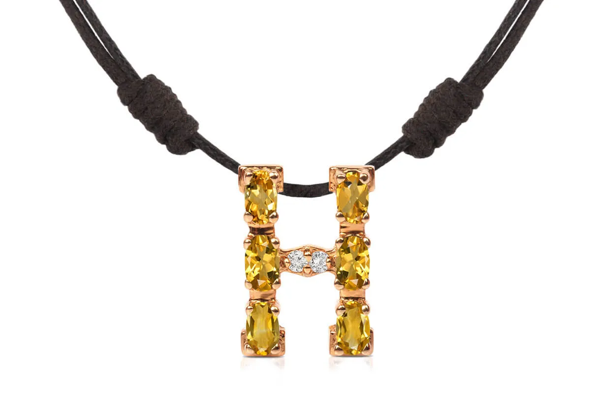 Pendant Letter H Initial 18kt Gold