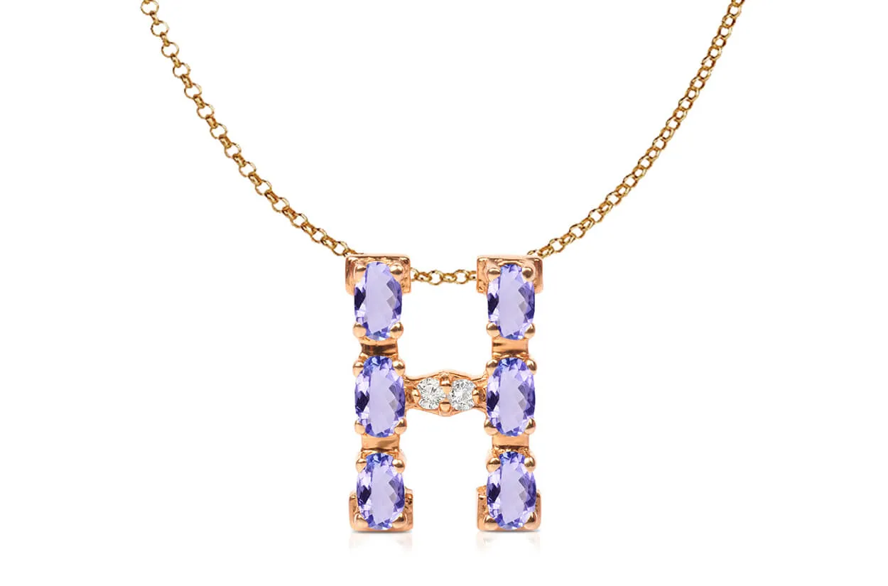 Pendant Letter H Initial 18kt Gold