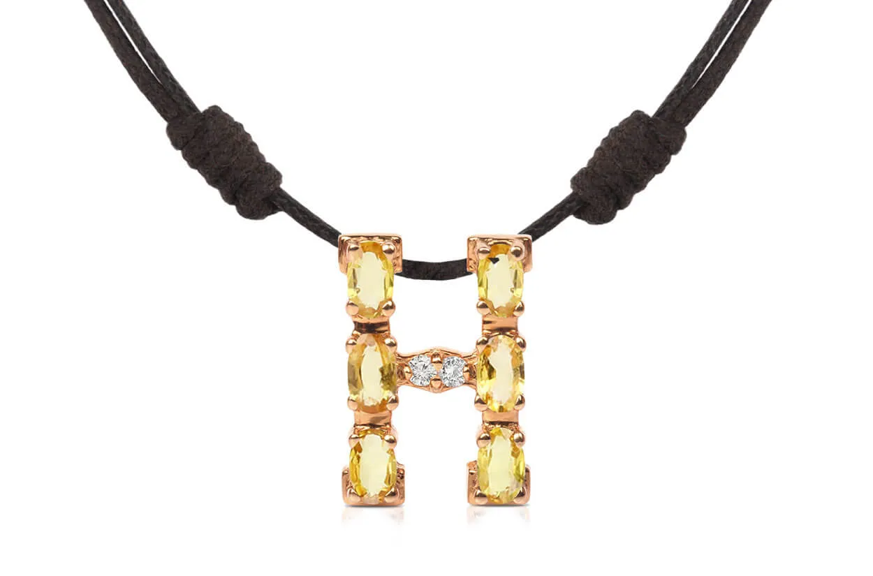 Pendant Letter H Initial 18kt Gold
