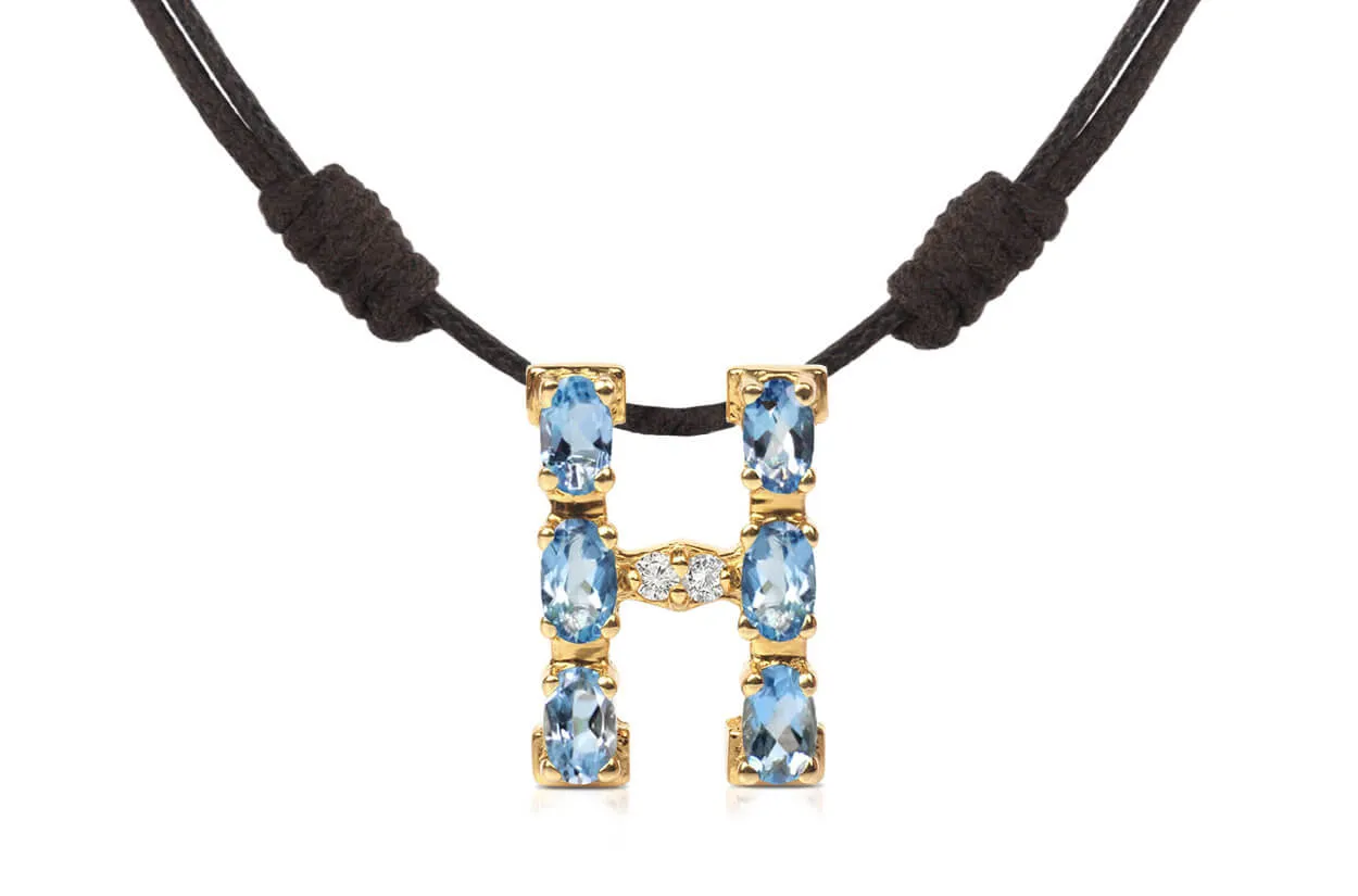 Pendant Letter H Initial 18kt Gold