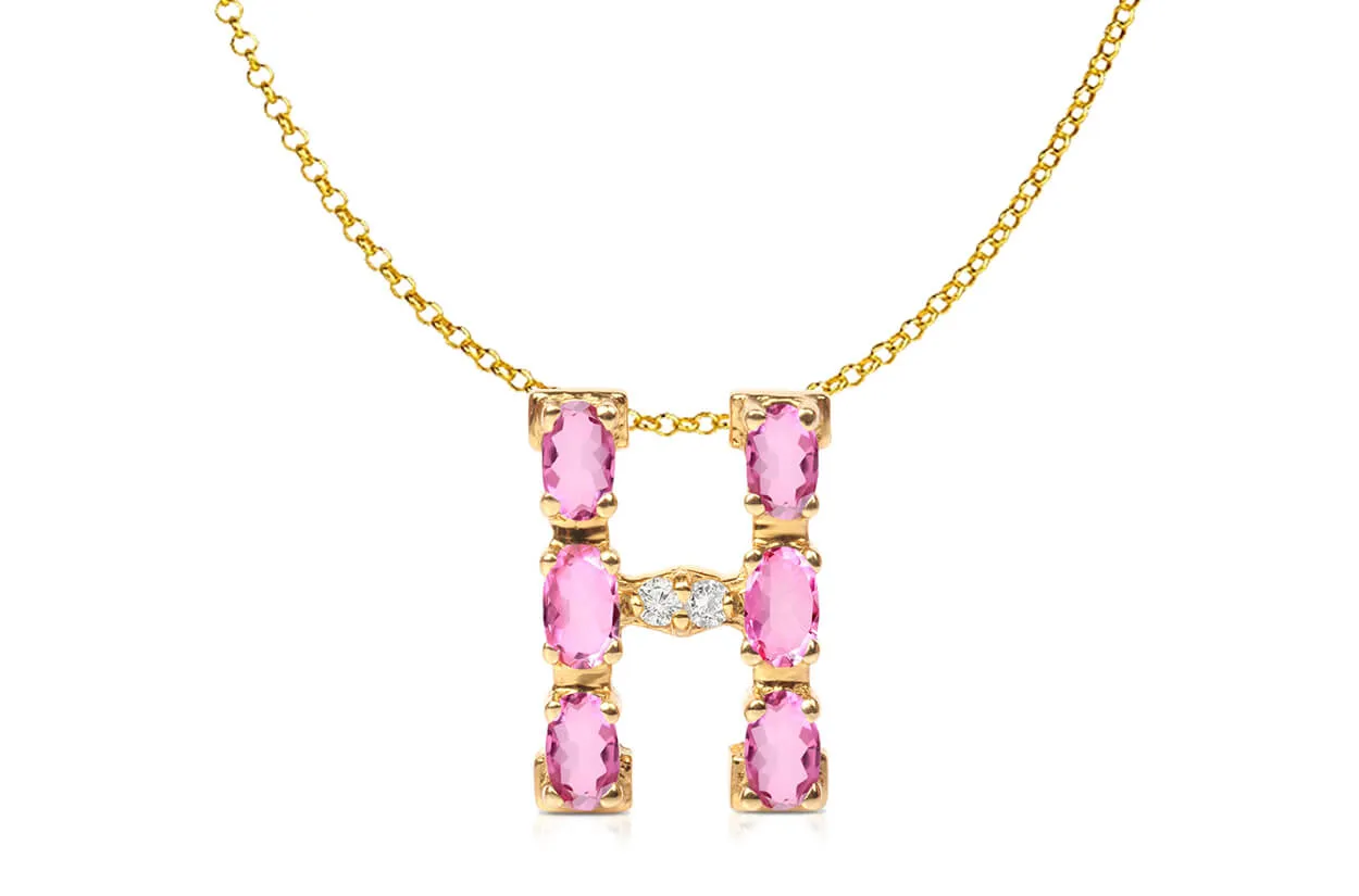 Pendant Letter H Initial 18kt Gold