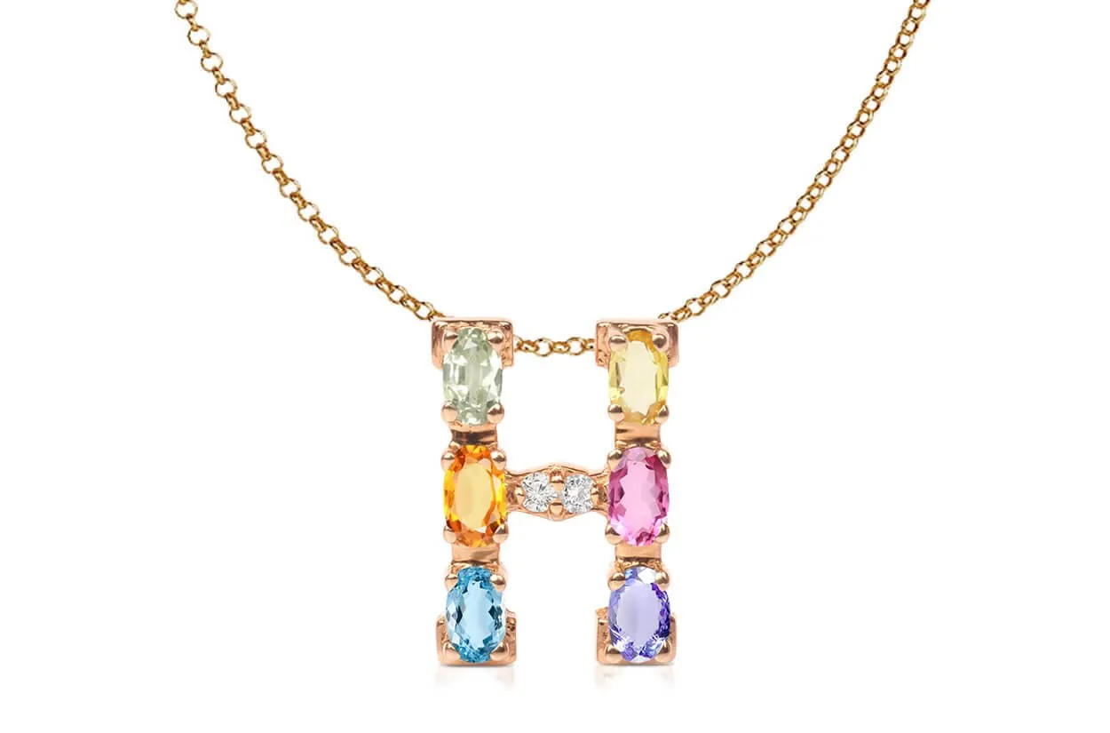 Pendant Letter H Initial 18kt Gold
