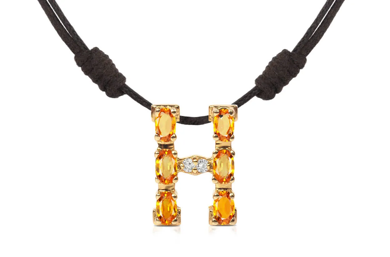Pendant Letter H Initial 18kt Gold
