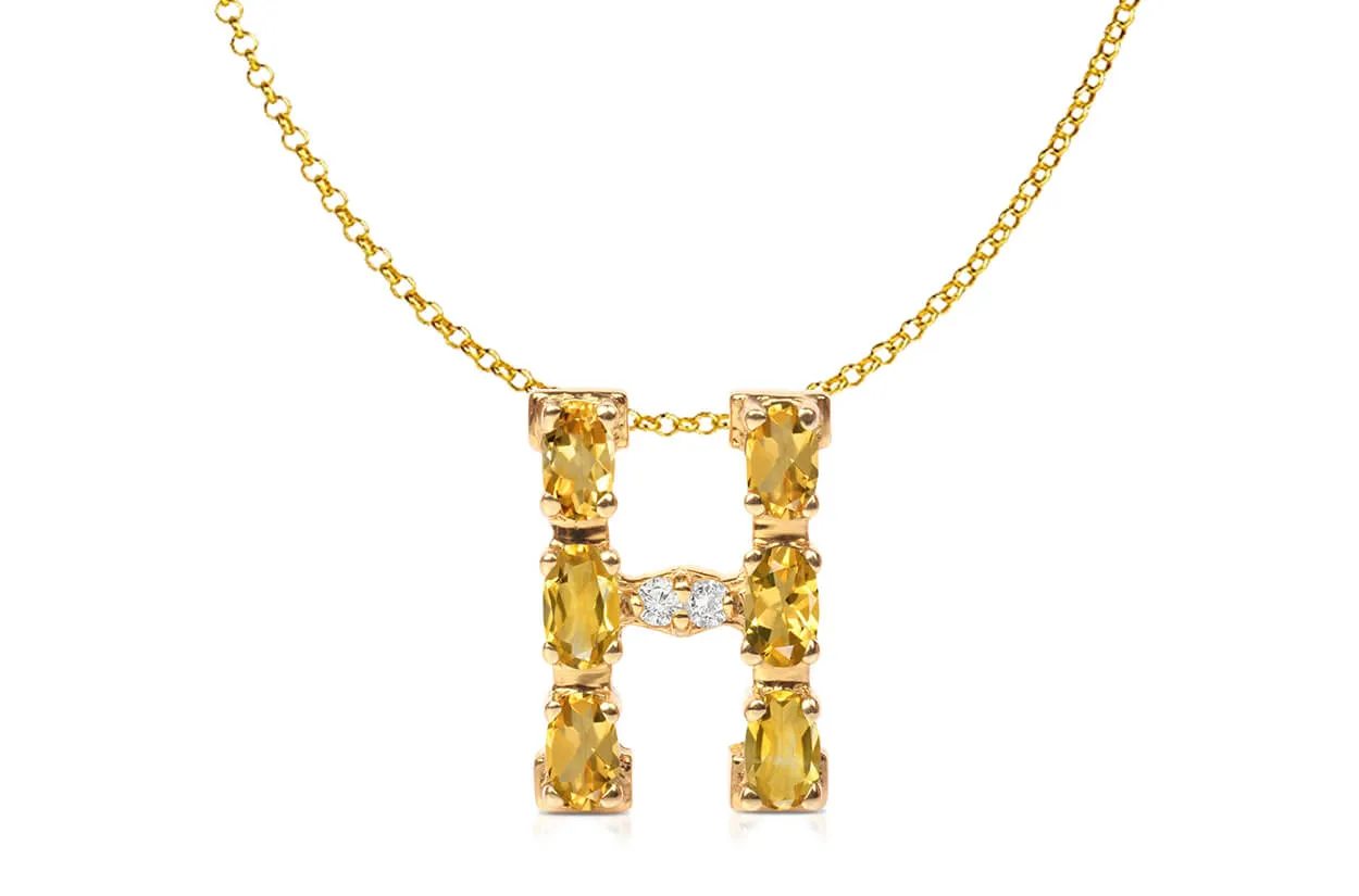 Pendant Letter H Initial 18kt Gold