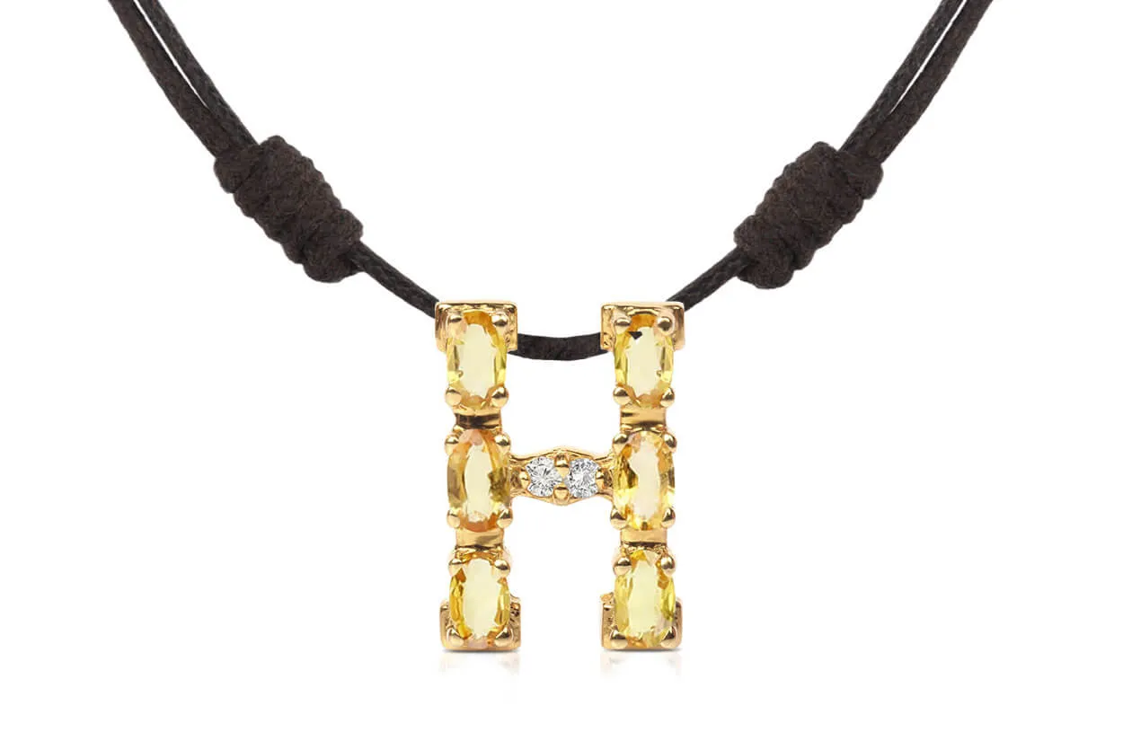 Pendant Letter H Initial 18kt Gold