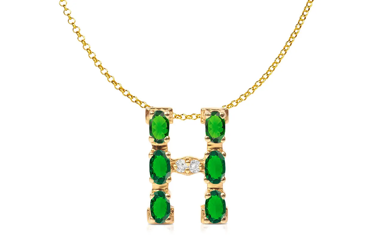 Pendant Letter H Initial 18kt Gold