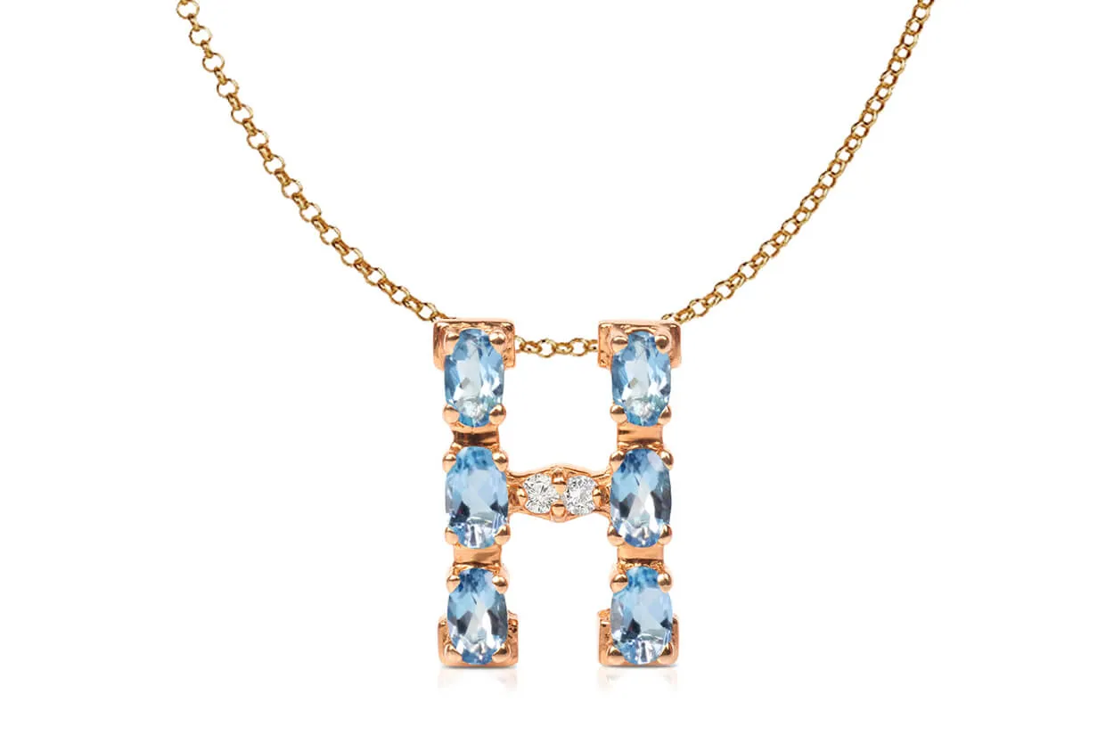 Pendant Letter H Initial 18kt Gold