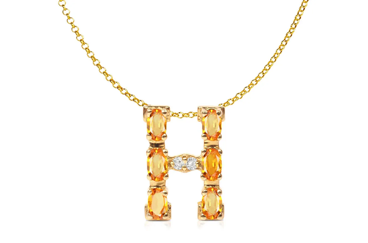 Pendant Letter H Initial 18kt Gold