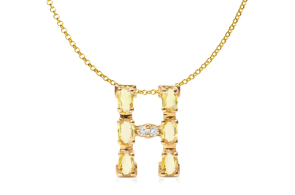Pendant Letter H Initial 18kt Gold