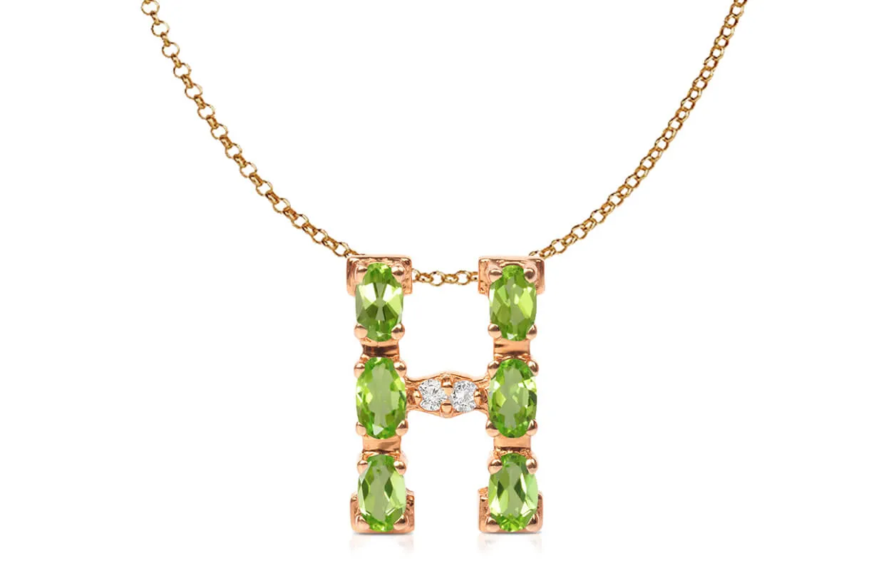 Pendant Letter H Initial 18kt Gold