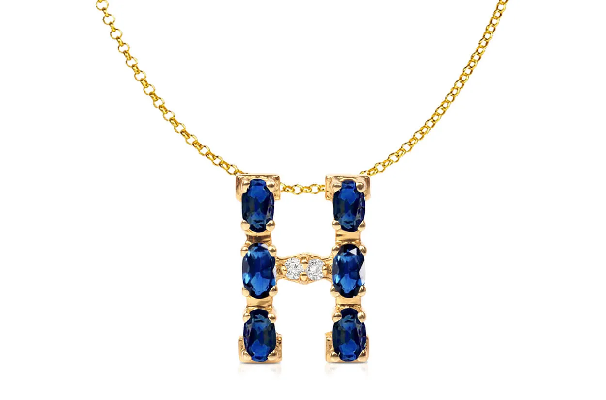 Pendant Letter H Initial 18kt Gold