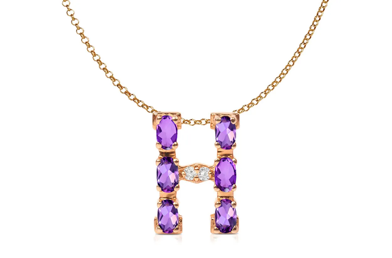 Pendant Letter H Initial 18kt Gold