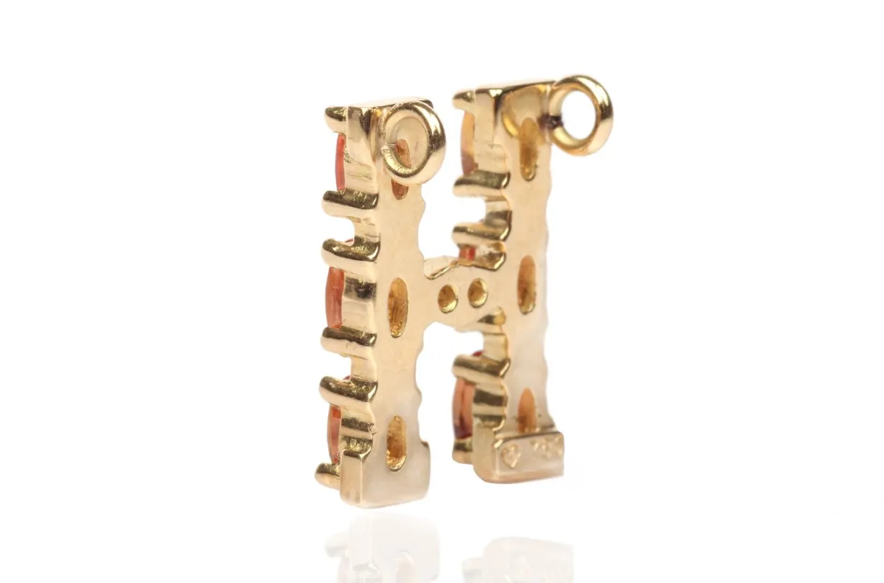 Pendant Letter H Initial 18kt Gold