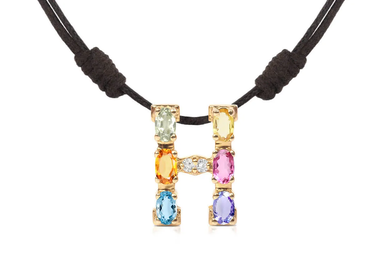 Pendant Letter H Initial 18kt Gold