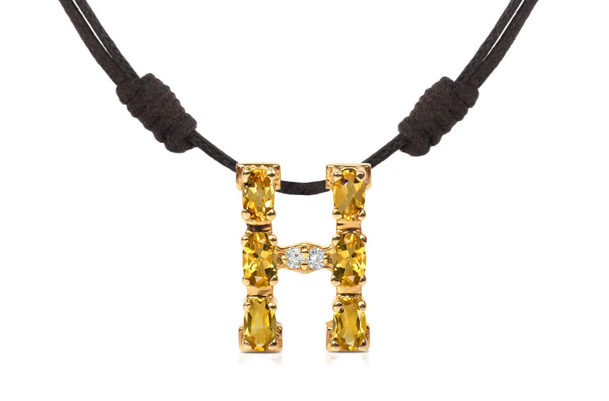 Pendant Letter H Initial 18kt Gold