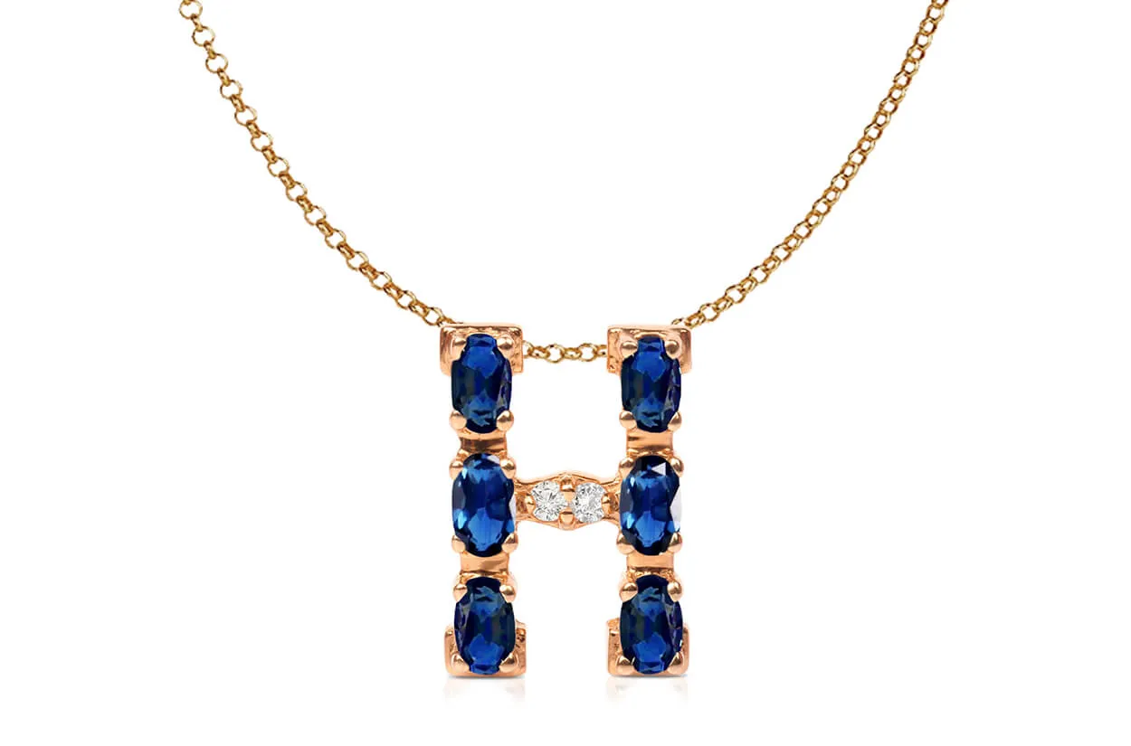 Pendant Letter H Initial 18kt Gold