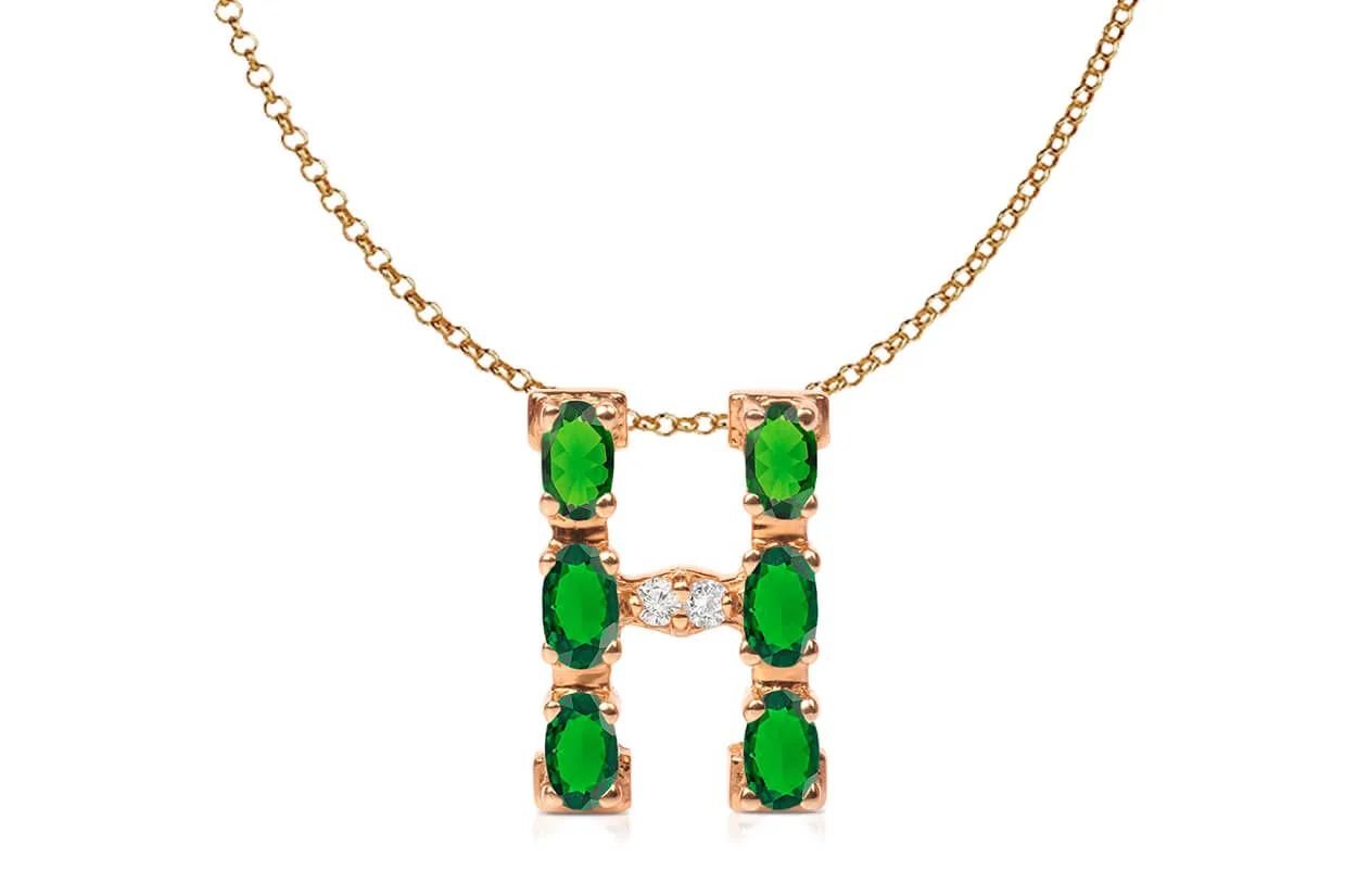 Pendant Letter H Initial 18kt Gold