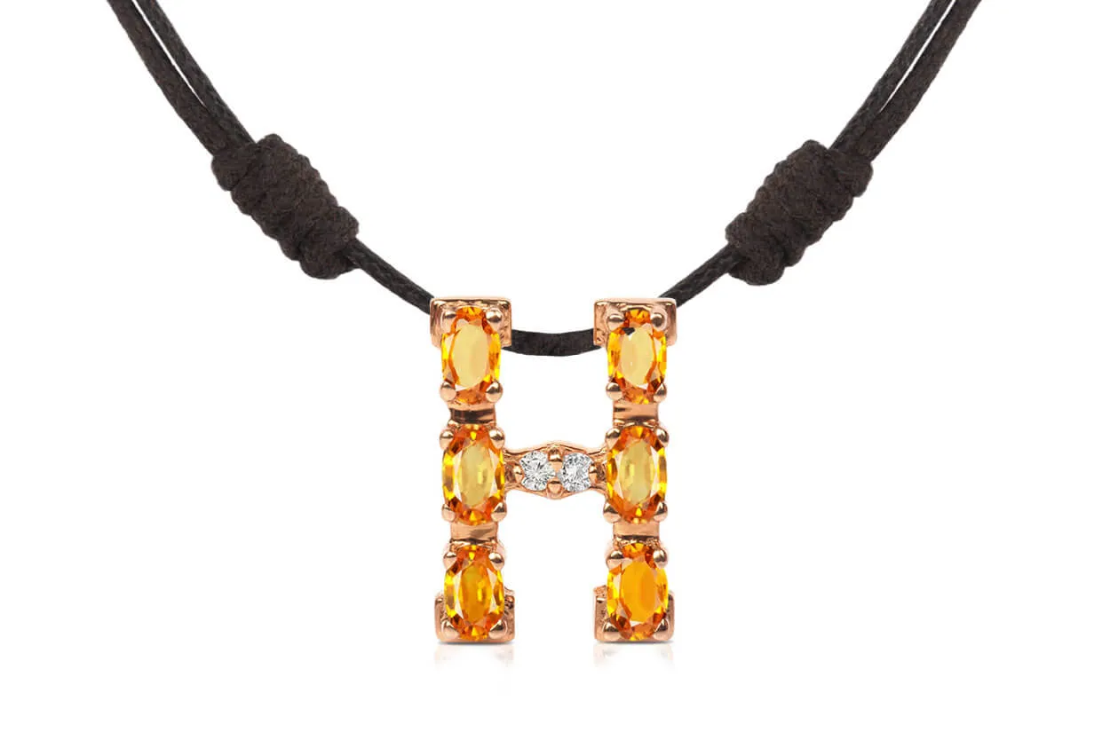 Pendant Letter H Initial 18kt Gold