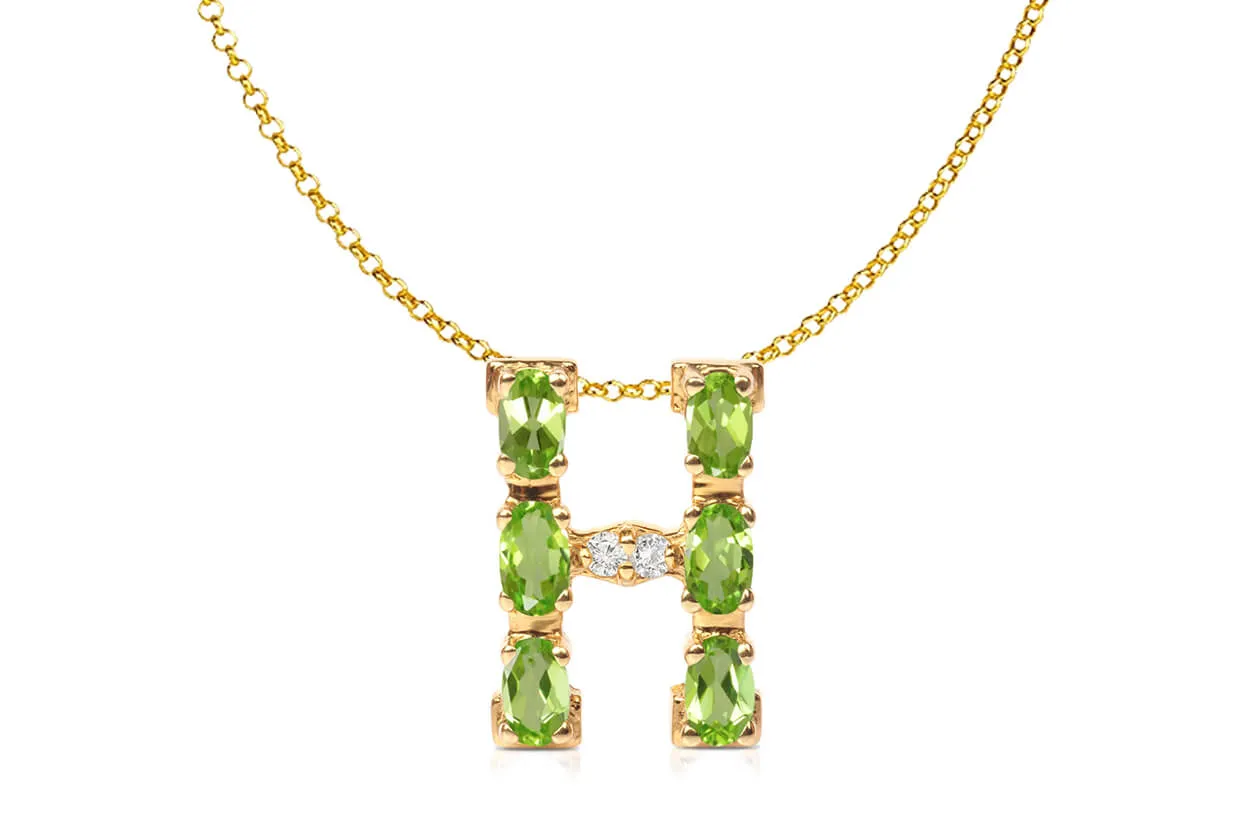 Pendant Letter H Initial 18kt Gold