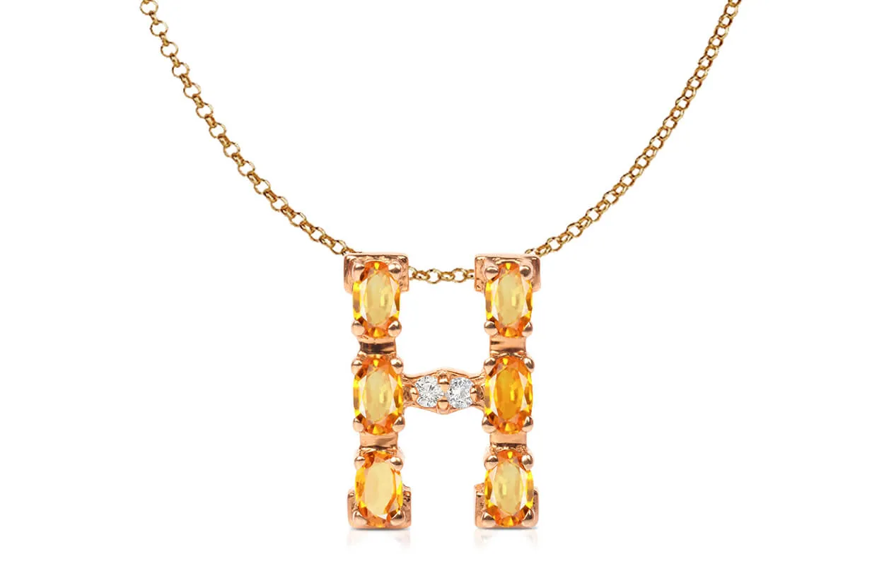 Pendant Letter H Initial 18kt Gold