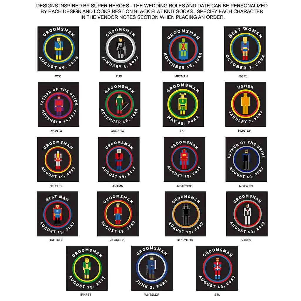 Personalized Super Hero Inspired Wedding Socks