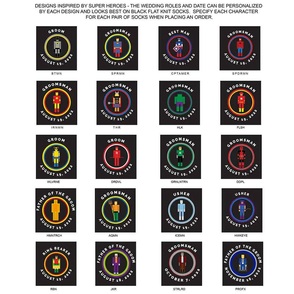 Personalized Super Hero Inspired Wedding Socks