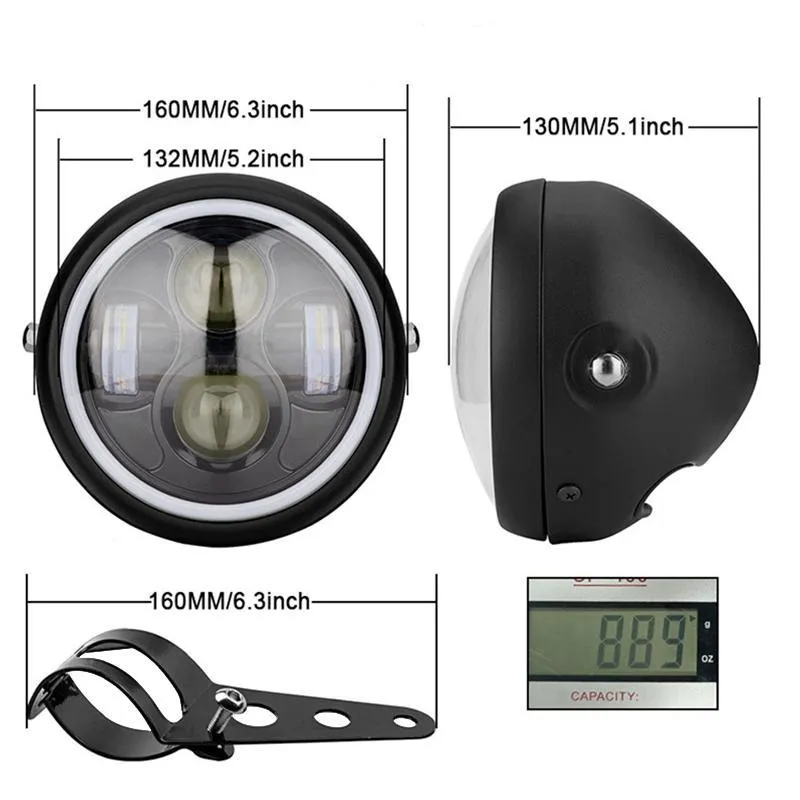 Phare moto LED rond - 5.75pouces