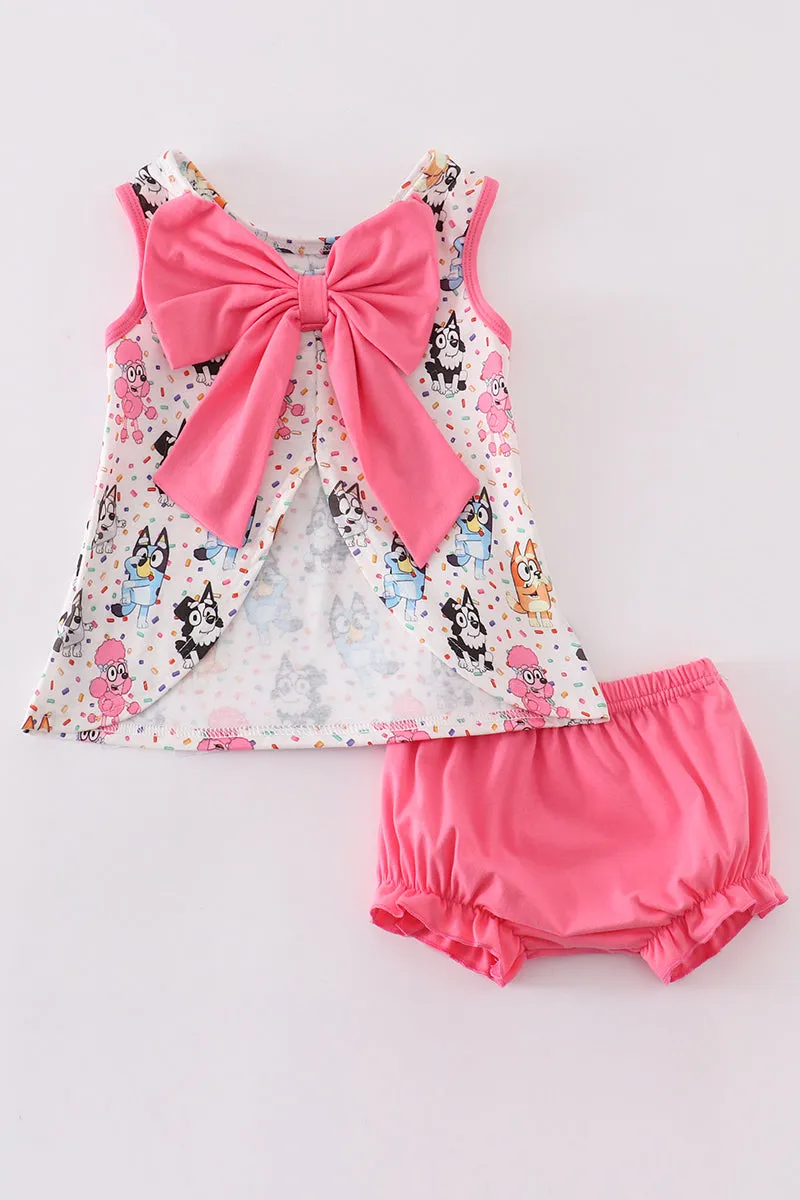 Pink Character Birthday Print Girl Bloomer Set