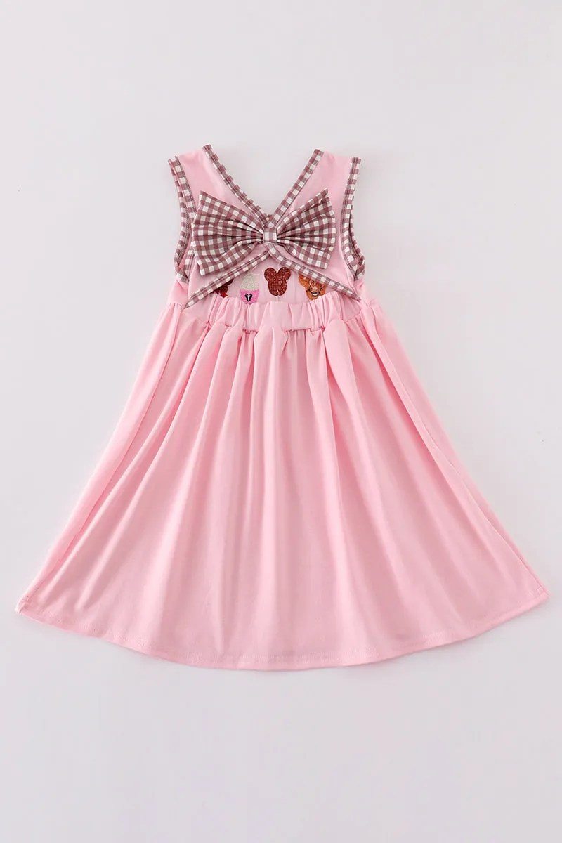 Pink Character Ice Cream French Knot Dress