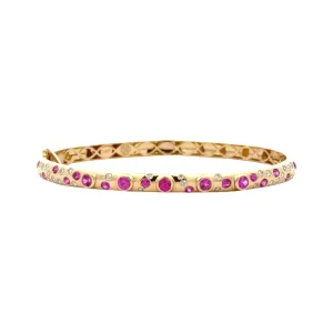 Pink Sapphire & Diamond Scatter Bangle