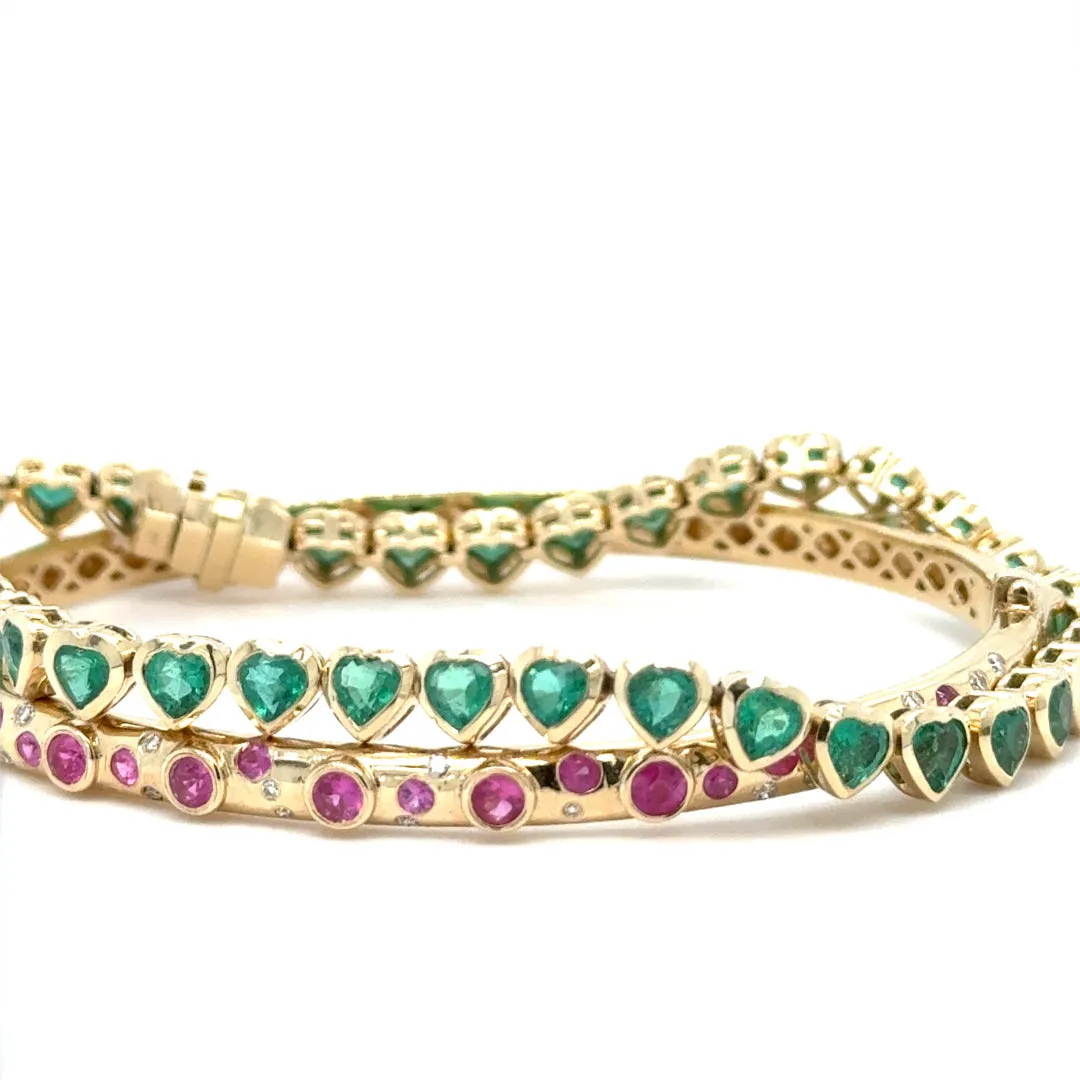 Pink Sapphire & Diamond Scatter Bangle