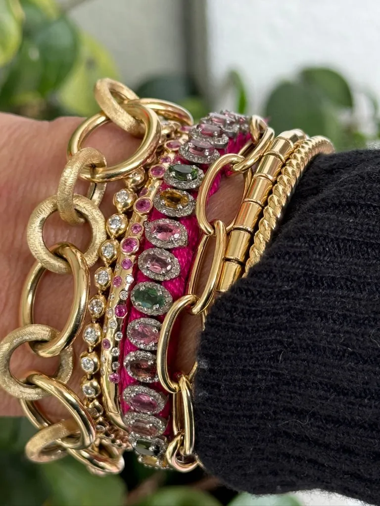Pink Sapphire & Diamond Scatter Bangle