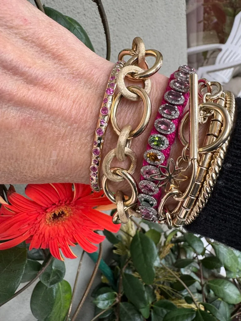 Pink Sapphire & Diamond Scatter Bangle