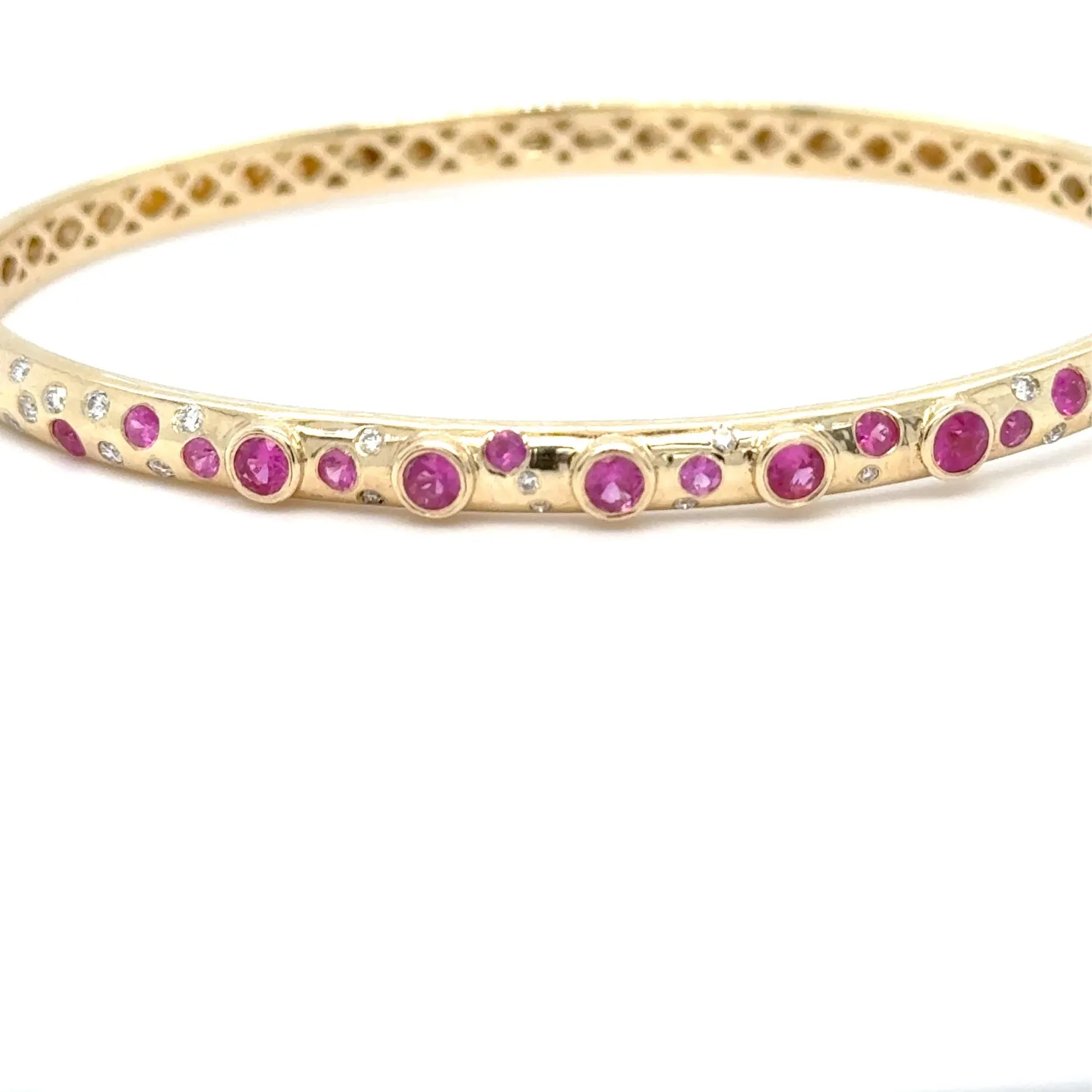 Pink Sapphire & Diamond Scatter Bangle