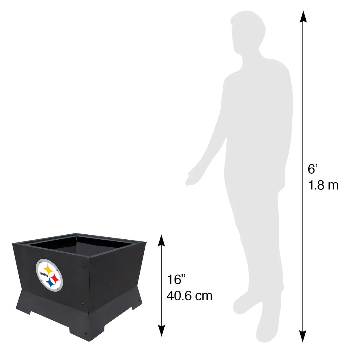 Pittsburgh Steelers 22" NFL Square Peak Patio Smokeless Fire Pit Medallion Series