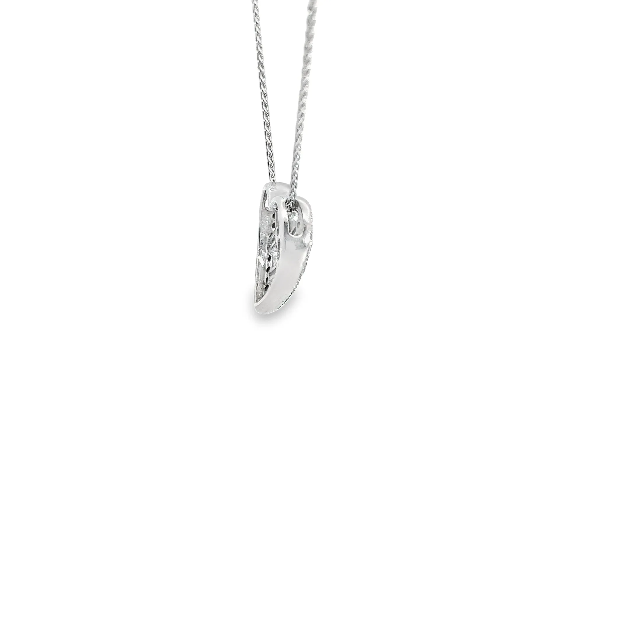 Platinum 1.13ct F VS2 Round and Baguette Diamond Heart necklace