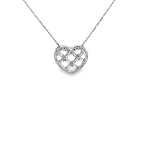 Platinum 1.13ct F VS2 Round and Baguette Diamond Heart necklace