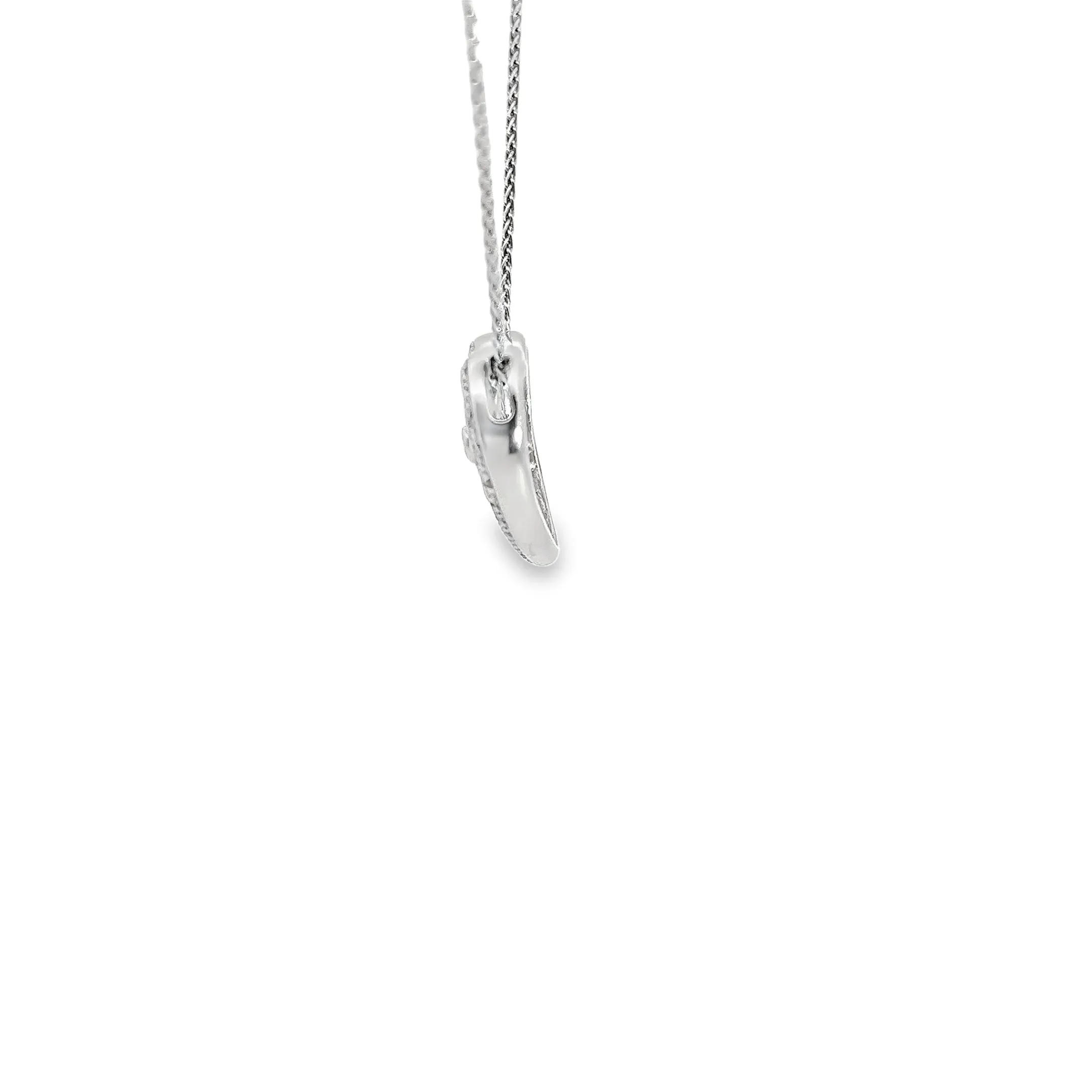 Platinum 1.13ct F VS2 Round and Baguette Diamond Heart necklace
