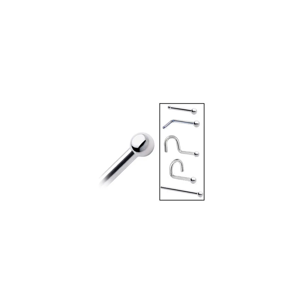 Platinum 1.5mm Ball Nose Ring