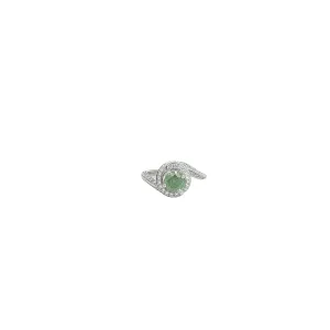 Platinum .73ct Irradiated Green Round and .75ct F VS2 Round Diamond Engagement Ring Size 4 1/4