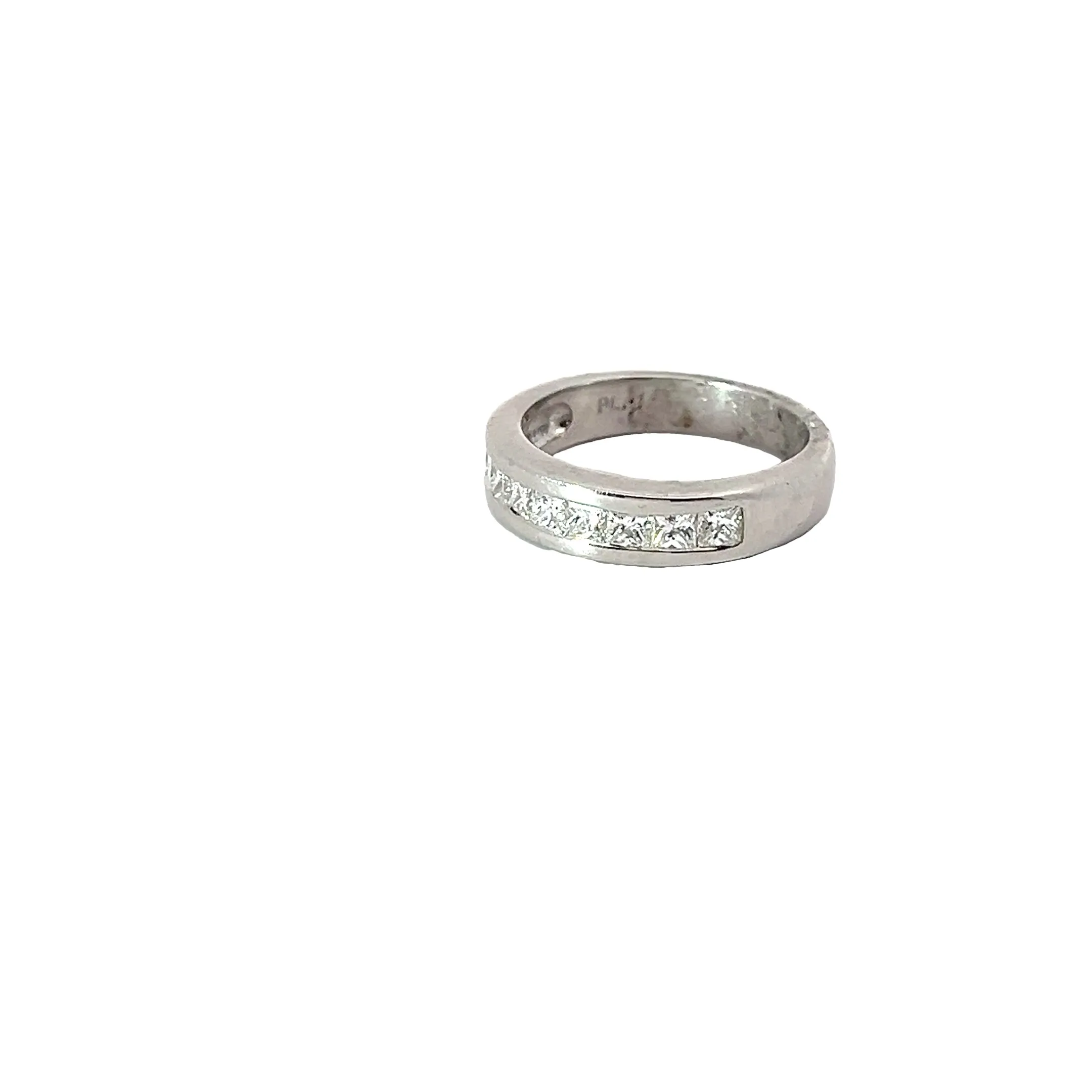 PLATINUM .80CT G VS2 PRINCESS CUT DIAMOND RING SIZE 5 1/2