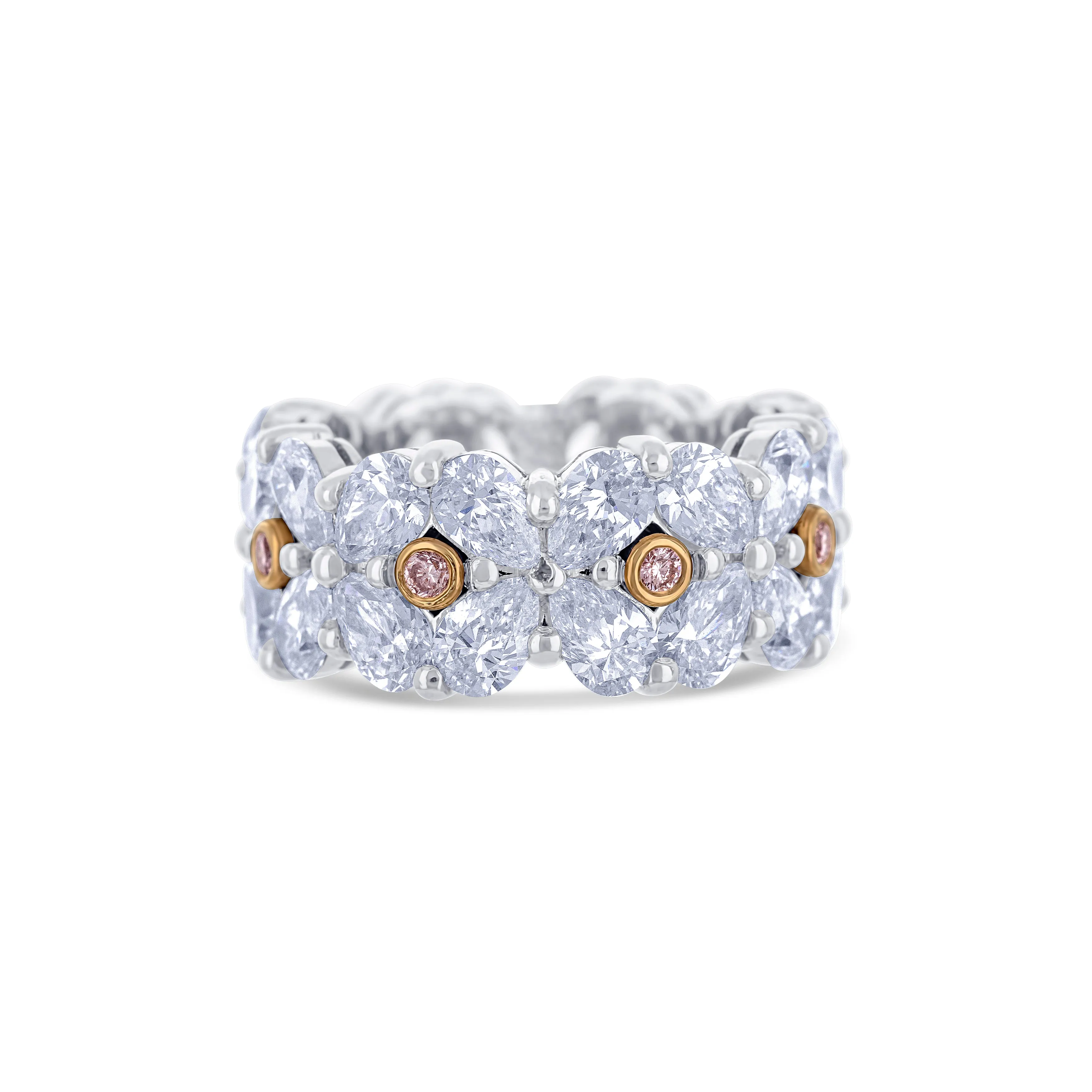 Platinum & 18K Rose Gold 3 Row Diamond Eternity Band